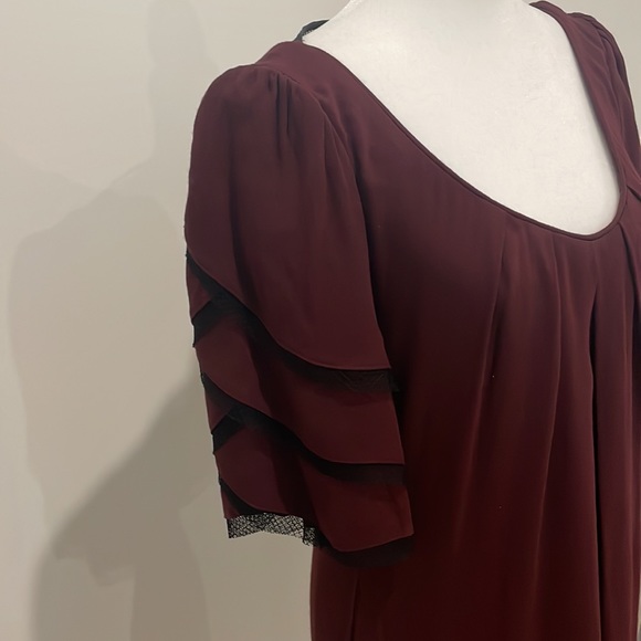 Nancy Rose Burgundy and Black mesh dress size 2 - Picture 2 of 4